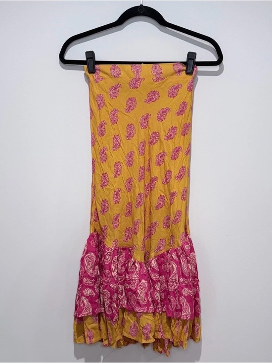 Coolchange Dresses & Skirts - COOLCHANGE Yellow Pink Paisley Smocked Midi Skirt Boho Festival XS- NWT